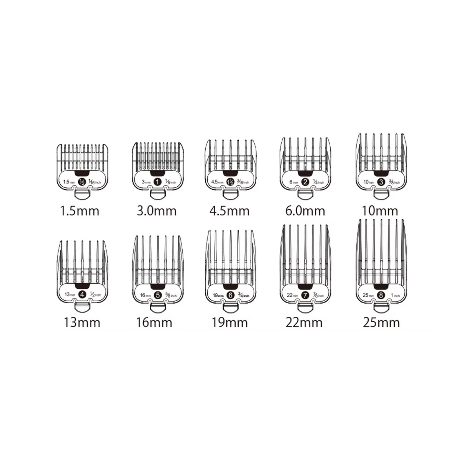 FEEL D900 clipper attachment combs, 10-size cutting guide set