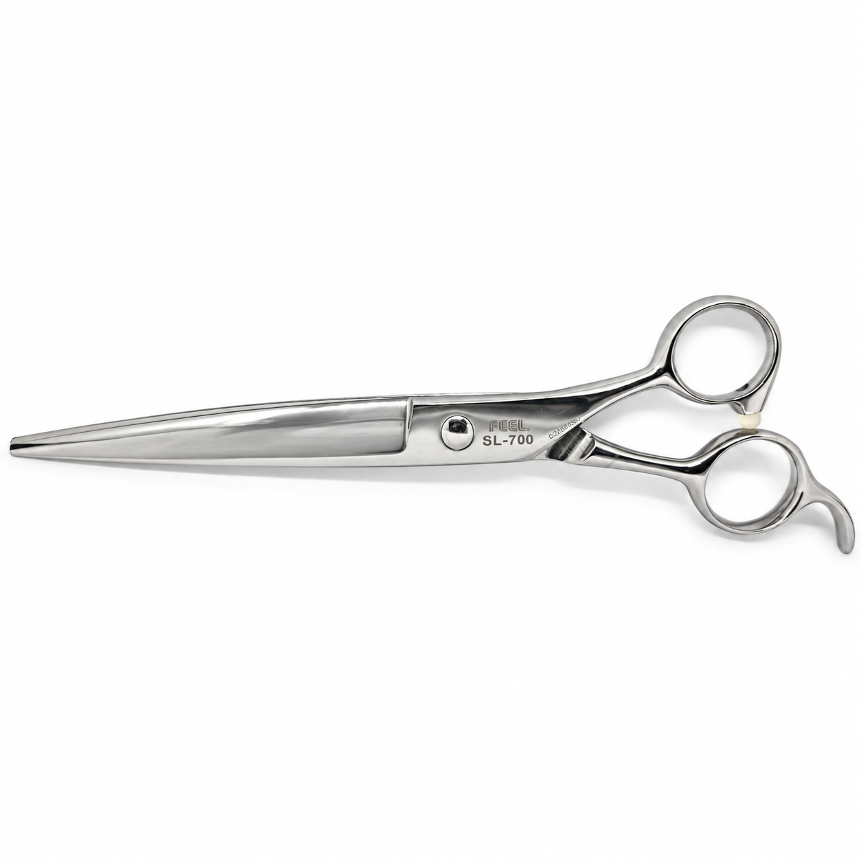 FEEL SL700 long cutting shear and professional hair scissors, side view on white background