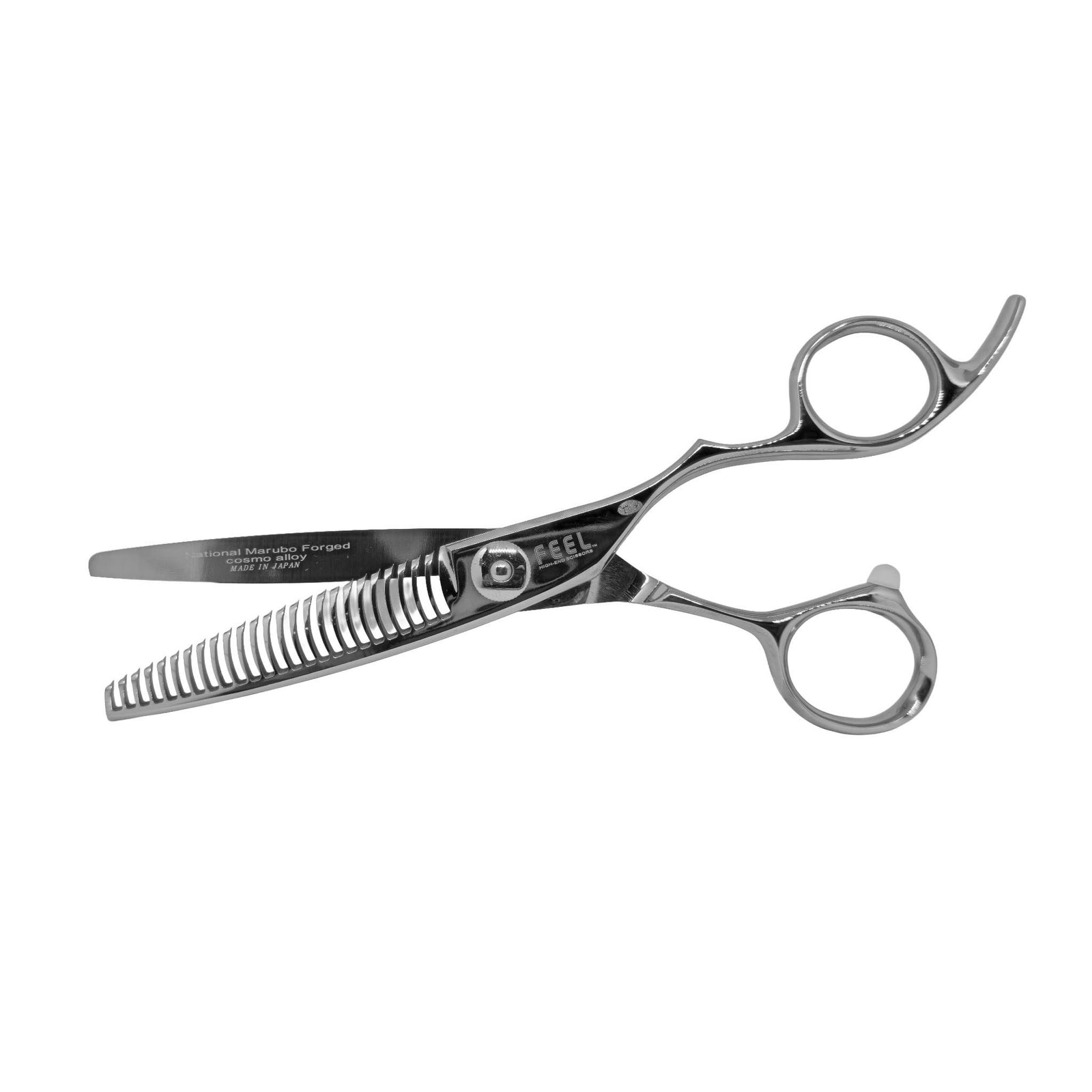 PROFEEL YW250 thinning shear open, showing the toothed blade and reverse side