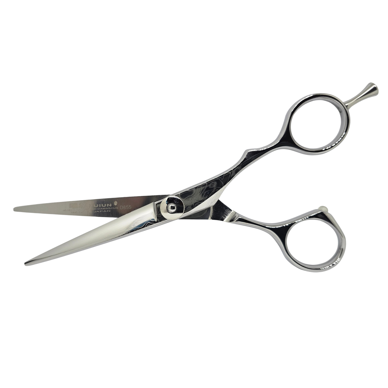 ZUIUN D855 blunt cut shear open view showing model engraving